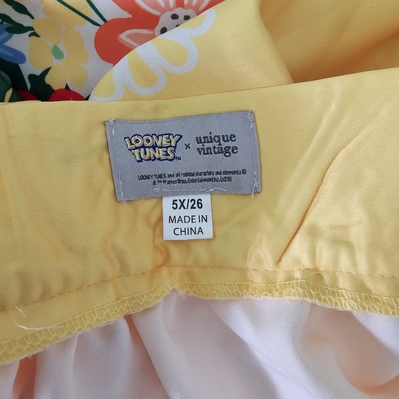 Looney Tunes x Unique Vintage Bugs Bunny Gathered A-Line Mini Skirt Yellow 5X/26 - Picture 7 of 9